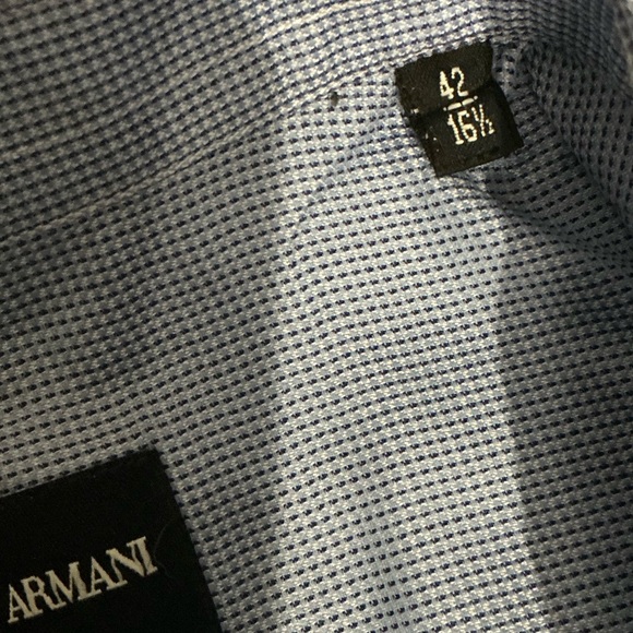 Giorgio Armani Light Blue and White Pattern Dress Shirt Size 42/16.5 - Picture 4 of 12